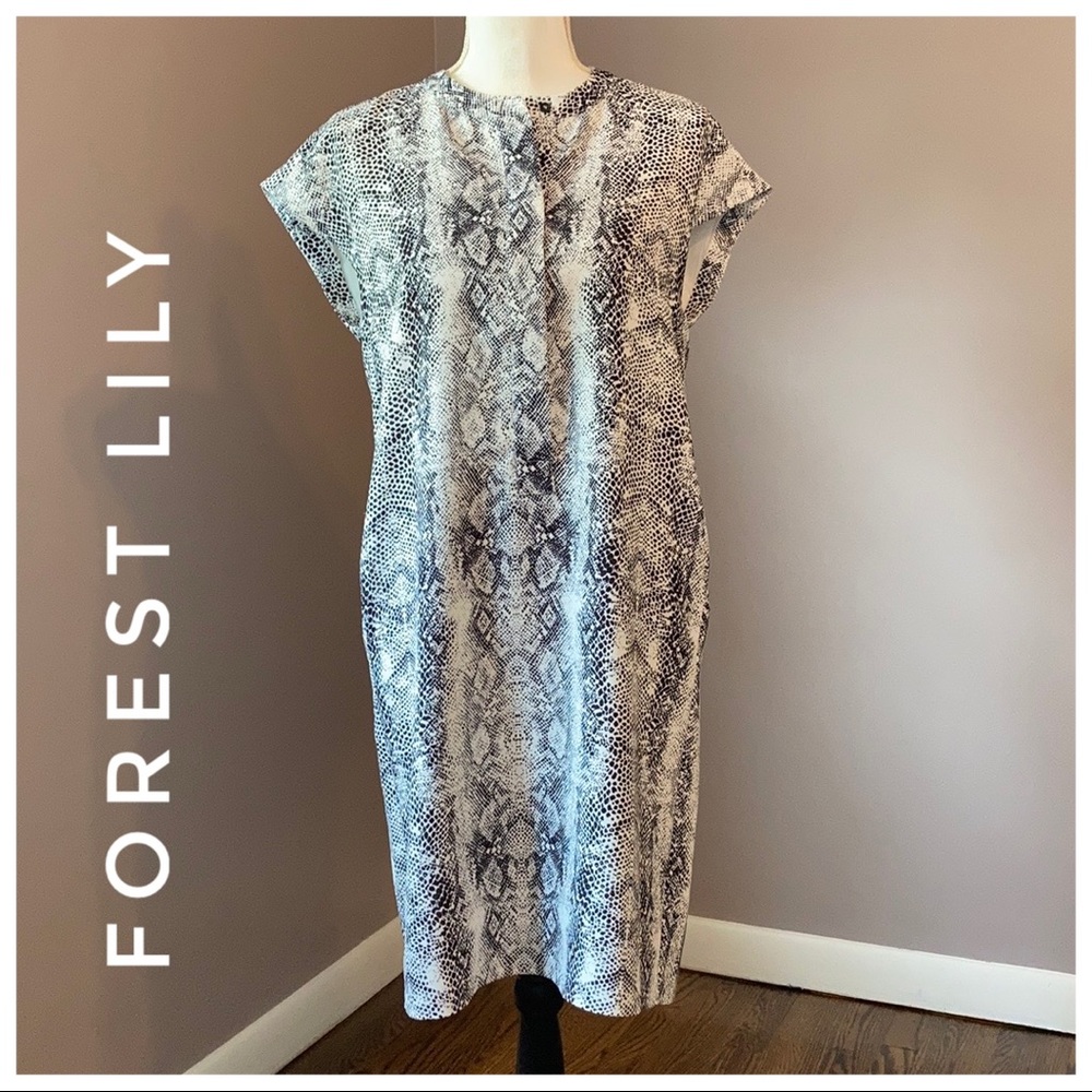 Forest Lily Snakeskin Print Dress